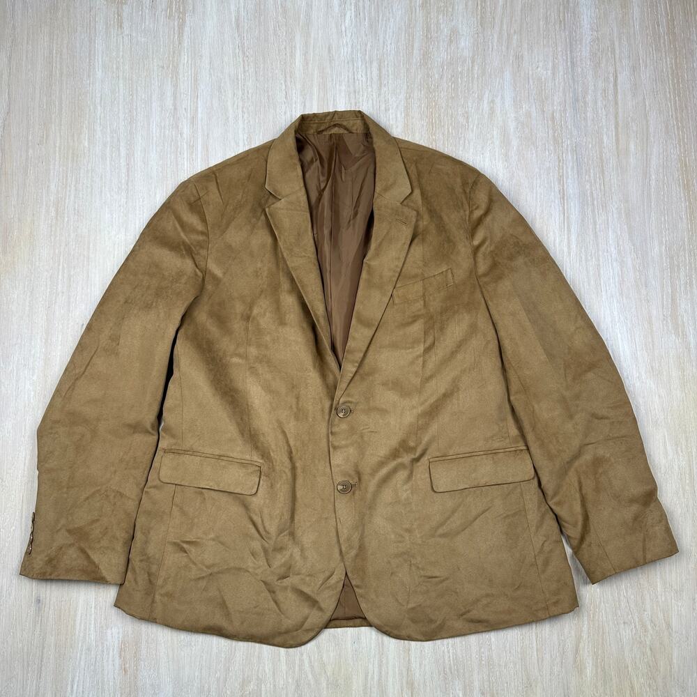 Vince Camuto Carmel Tan Soft Suede Two Button Single Breasted Jacket Blazer XL